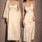 Elegant Female Ice Silk Robe Set Professional HollowOut Lace Nightdress Silky Loungewear Lingerie 2