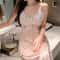 Elegant Female Ice Silk Robe Set Professional HollowOut Lace Nightdress Silky Loungewear Lingerie 6