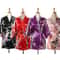 Peacock Print Japanese Kimono Yukata Professional Silk Satin Short Nightgown Bath Robe Costume 0