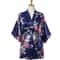 Peacock Print Japanese Kimono Yukata Professional Silk Satin Short Nightgown Bath Robe Costume 11