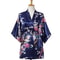 Peacock Print Japanese Kimono Yukata Professional Silk Satin Short Nightgown Bath Robe Costume 11