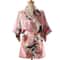 Peacock Print Japanese Kimono Yukata Professional Silk Satin Short Nightgown Bath Robe Costume 5