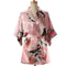 Peacock Print Japanese Kimono Yukata Professional Silk Satin Short Nightgown Bath Robe Costume 5