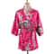 Peacock Print Japanese Kimono Yukata Professional Silk Satin Short Nightgown Bath Robe Costume 6
