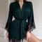 FrenchStyle Sexy Satin Nightgown Robe Professional VNeck Lace Bathrobe Silky Sleepwear 6