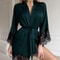 FrenchStyle Sexy Satin Nightgown Robe Professional VNeck Lace Bathrobe Silky Sleepwear 6