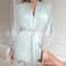FrenchStyle Sexy Satin Nightgown Robe Professional VNeck Lace Bathrobe Silky Sleepwear 7