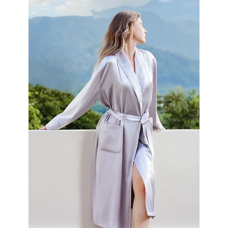 Luxury 19 Momme Silk Velvet Robe Premium 100 Mulberry Silk Heavyweight Winter Kimono 0