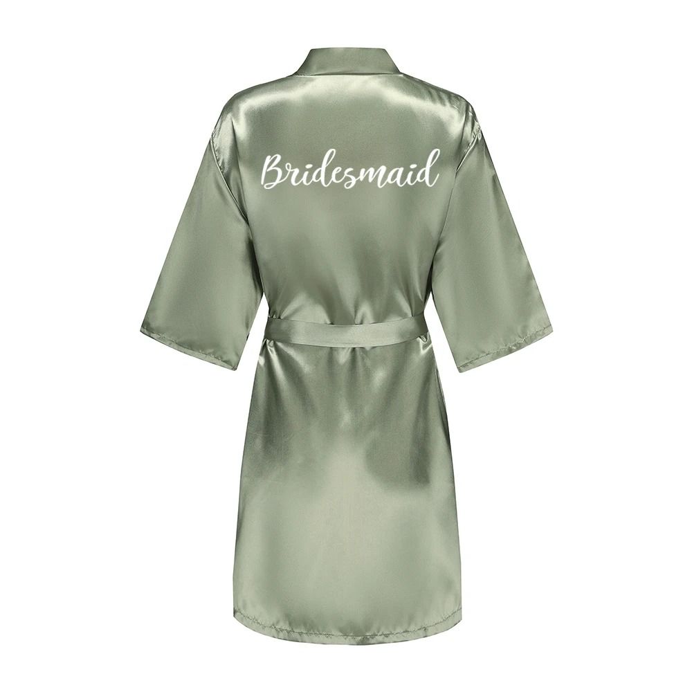 Grass Green Bridal Party Robes Professional Satin Wedding Getting Ready Gowns For Bride Bridesmai 3