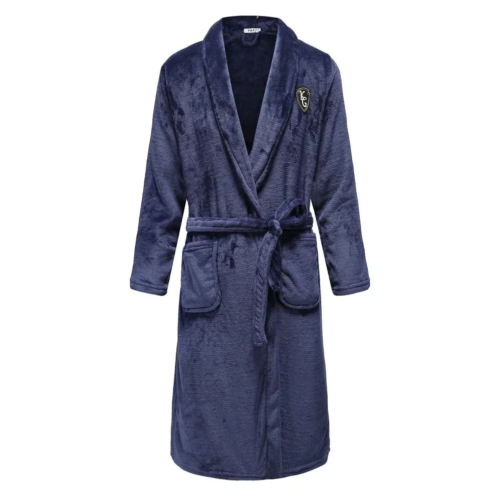 Mens Plus Size Thick Flannel Robe Professional Coral Fleece Kimono Winter Sleepwear Gown 11