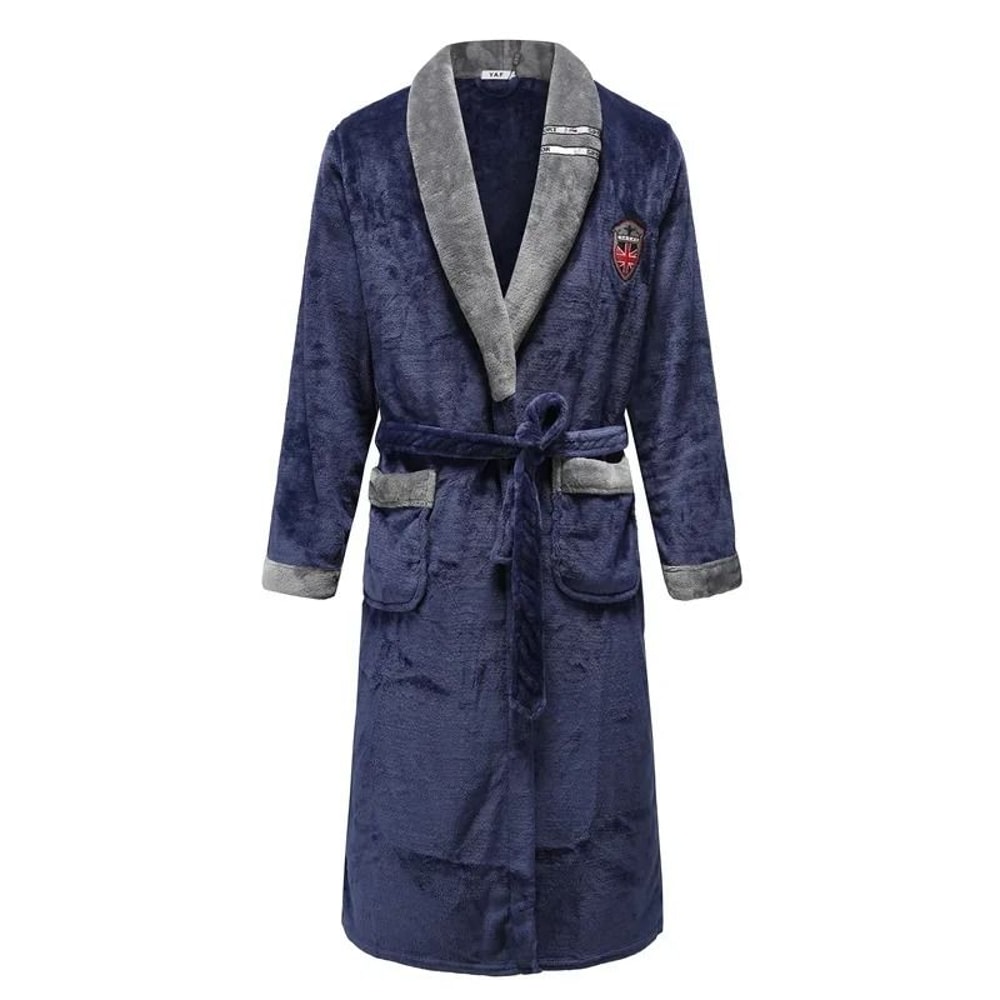 Mens Plus Size Thick Flannel Robe Professional Coral Fleece Kimono Winter Sleepwear Gown 13
