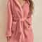 Solid Color Hooded Fleece Robe Professional Warm Autumn Winter Home Loungewear 6