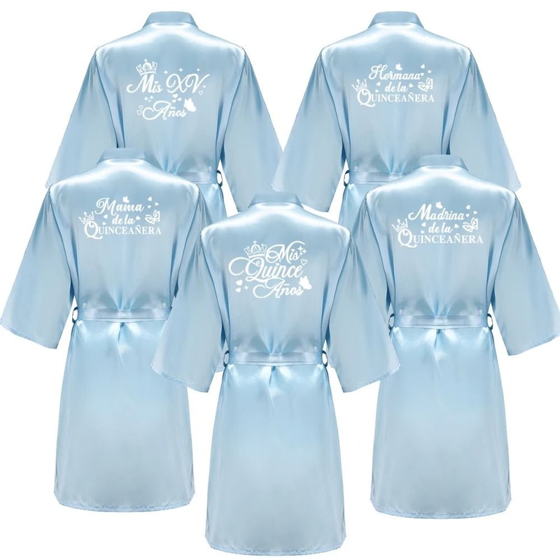 Princess Quinceanera Birthday Party Robe Professional Silkly Nightgown Mis XV Sweet 15 Bathrobe 0