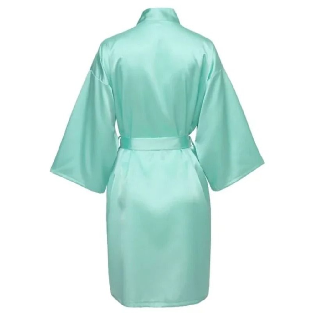 Elegant Solid Satin Night Robe Professional Half Sleeve VNeck House Robe With Belt 11