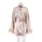 Luxurious FeatherTrimmed Satin Bathrobe Professional Mini Peignoir Loose Bridal Wedding Robe 3