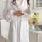 Womens Simple LongSleeved Ruffled Robe Professional Sweet InsStyle Solid Color Home Wear 2