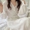 Womens Simple LongSleeved Ruffled Robe Professional Sweet InsStyle Solid Color Home Wear 3