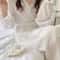 Womens Simple LongSleeved Ruffled Robe Professional Sweet InsStyle Solid Color Home Wear 6