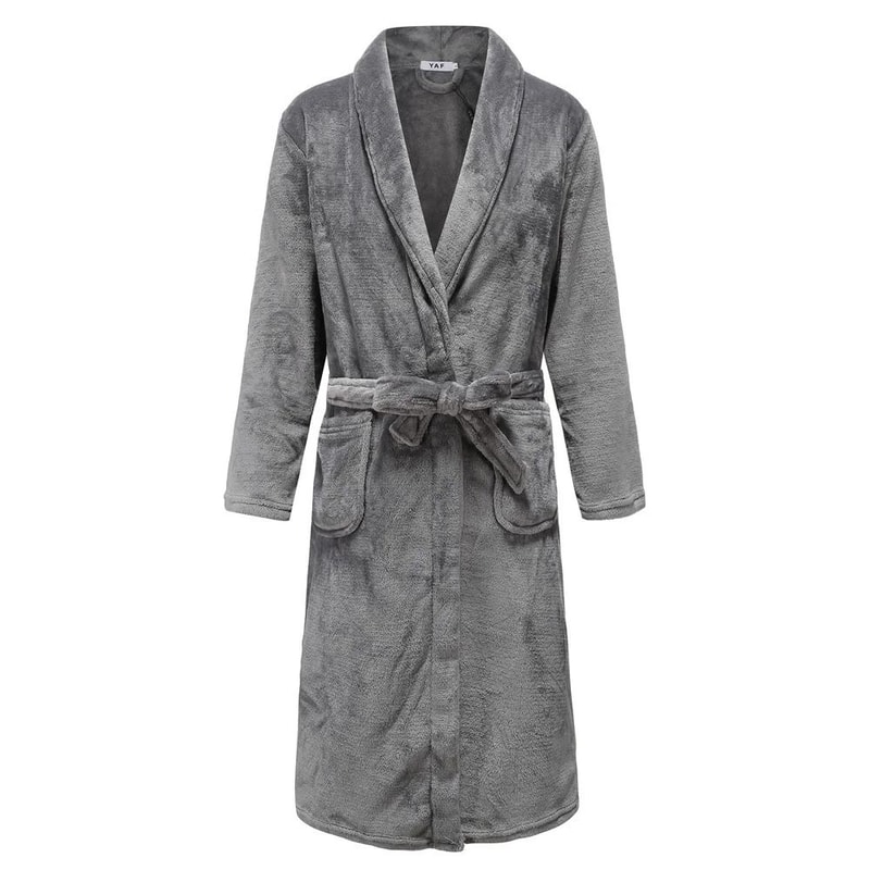 Mens AutumnWinter Thick Flannel Robe Professional Coral Fleece Kimono Plus Size Loungewear 8
