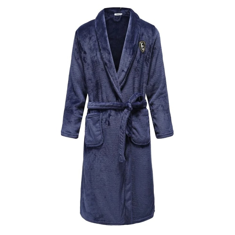 Mens AutumnWinter Thick Flannel Robe Professional Coral Fleece Kimono Plus Size Loungewear 9