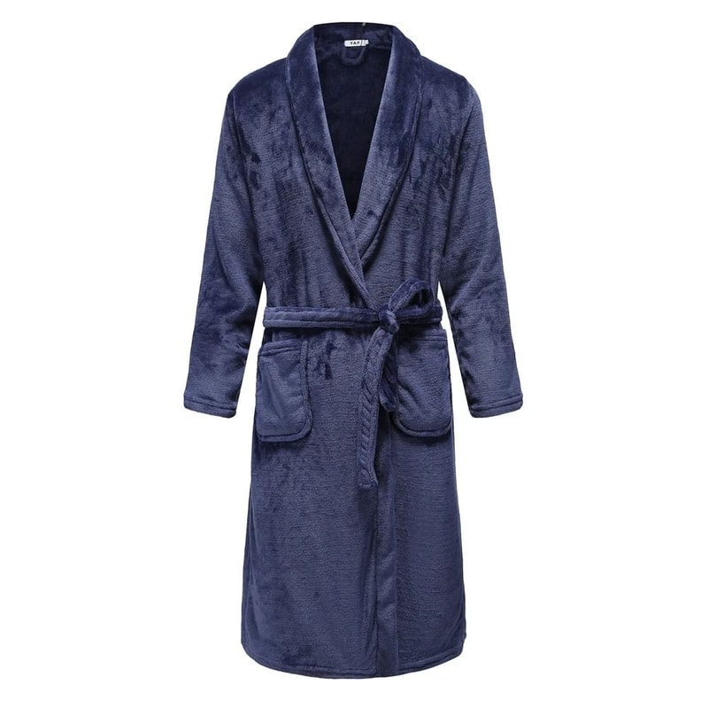 Mens AutumnWinter Thick Flannel Robe Professional Coral Fleece Kimono Plus Size Loungewear 10