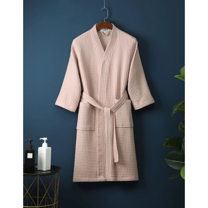 Premium Cotton Terry Waffle Robe Professional Thin Morning Gown HotelGrade Couples Bathrobe 10