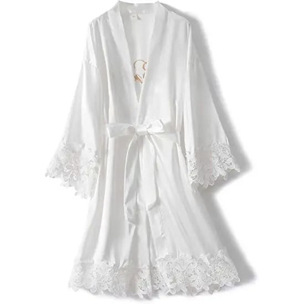 Rose Gold Bridesmaid Bride Robe Professional Satin Lace Bridal Dressing Gown Bachelorette Pajama 1