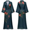 Black Floral Print Long Robe Set Professional Rayon Kimono Sexy Summer Nightgown Loungewear 4