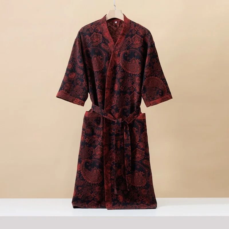 Fashionable Printed Cotton Kimono Robe Professional Thin SpringSummer Absorbent Home Wear 7