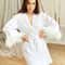 Luxurious White Feather Satin Robe Professional Full Sleeve Bride Gown FurTrimmed Nightgown 0