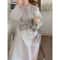 Love Plaid Long Kimono Robe Set Professional VNeck Bathrobe LaceUp Trousers Nightgown 3