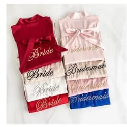 embroidery bridal kimono robe – professional satin nightgown & sexy short wedding bathrobe