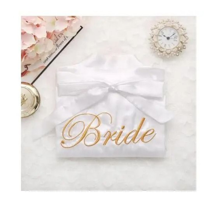 Embroidery Bridal Kimono Robe Professional Satin Nightgown Sexy Short Wedding Bathrobe 13
