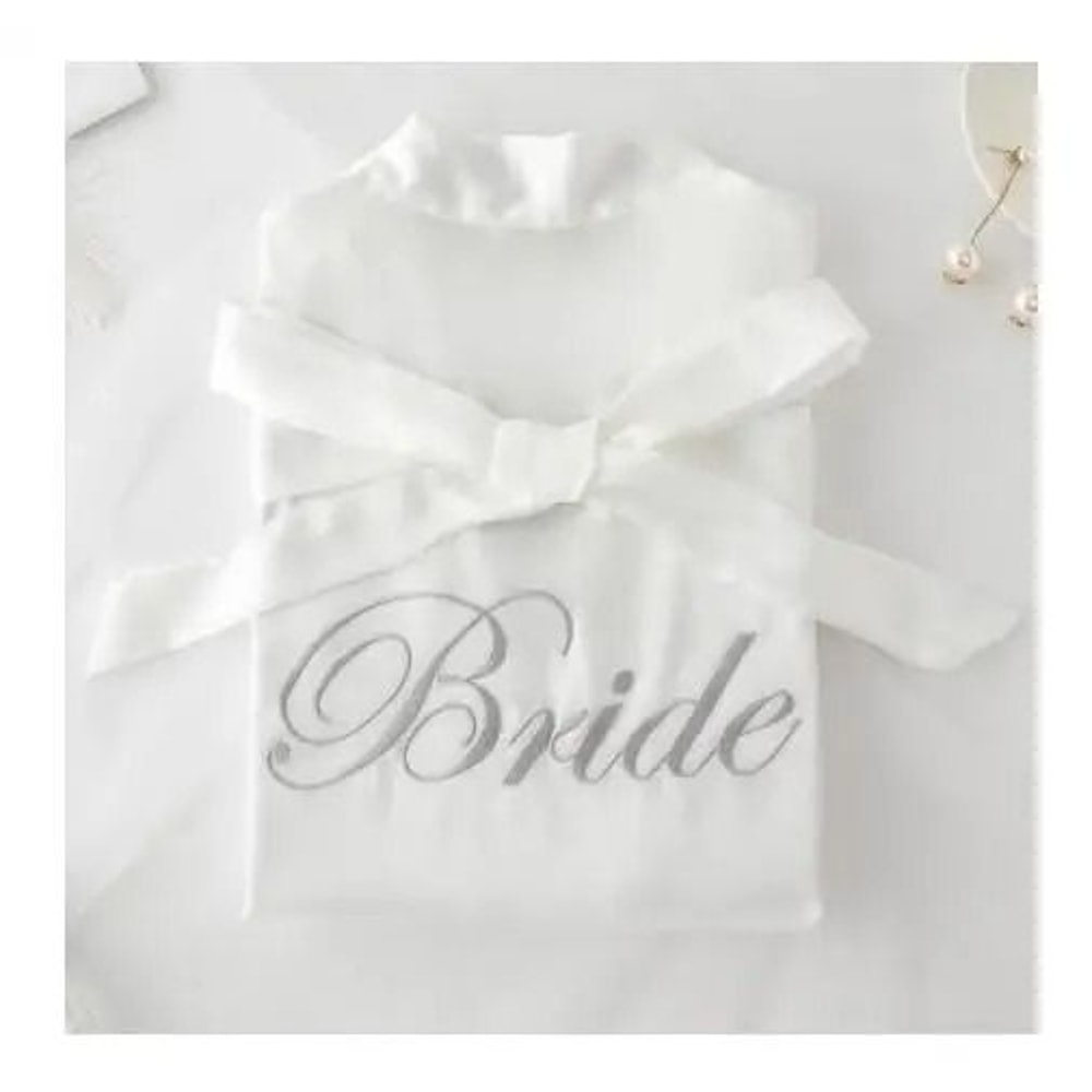 Embroidery Bridal Kimono Robe Professional Satin Nightgown Sexy Short Wedding Bathrobe 16