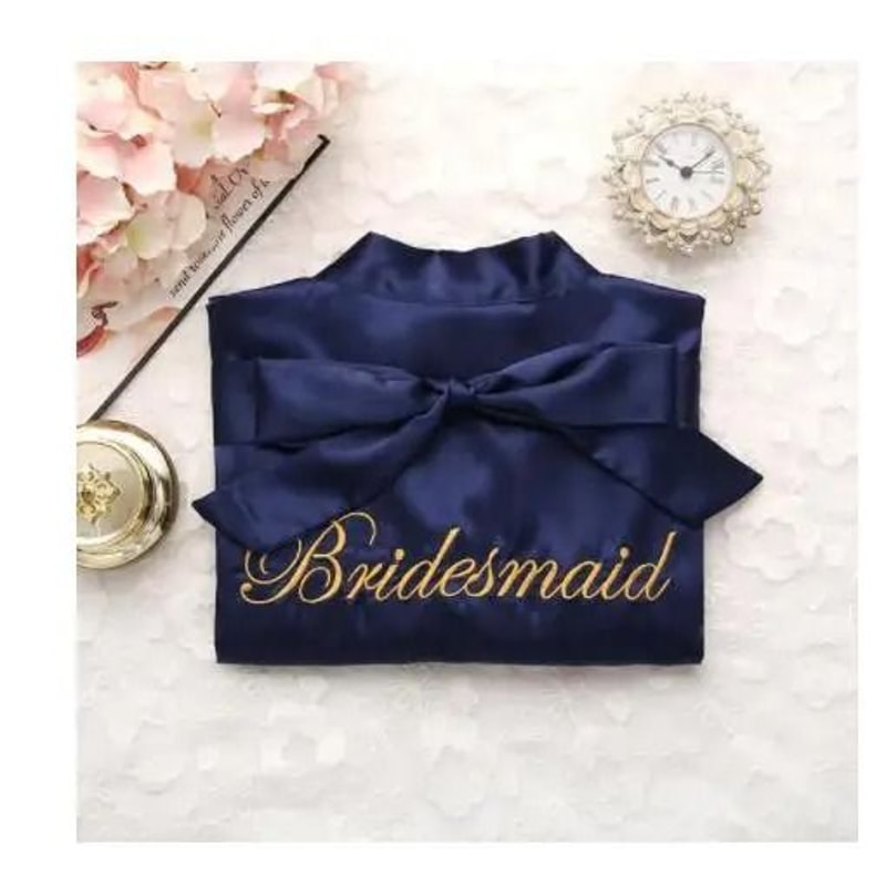 Embroidery Bridal Kimono Robe Professional Satin Nightgown Sexy Short Wedding Bathrobe 8
