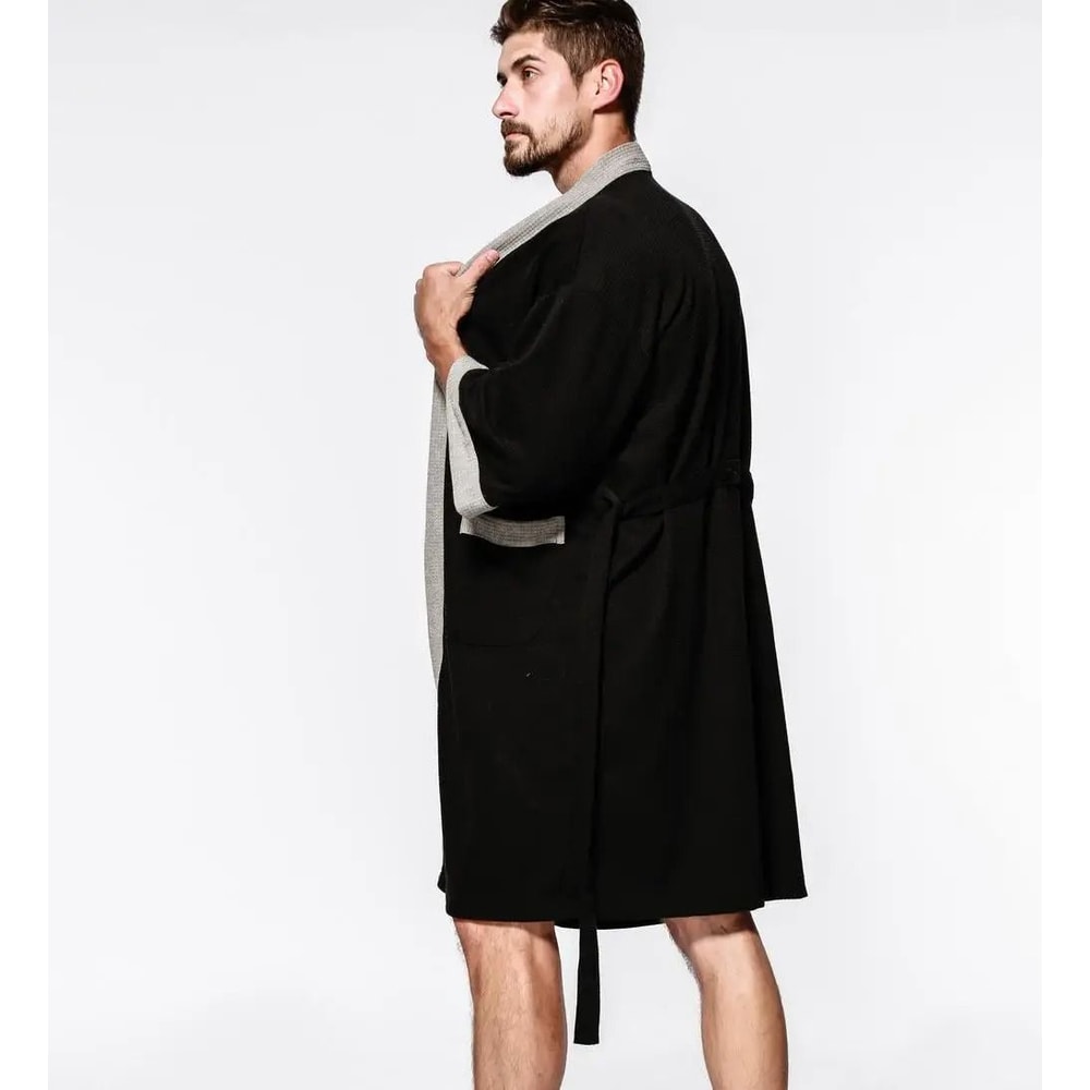 Mens Womens Cotton Waffle Kimono Robe Professional Couples Sauna Yukata Casual Home Wear 4