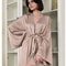 Sexy Flare Sleeve Dressing Gown Professional VNeck Nightwear Loose Black Robe With Sashes 2
