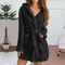 Winter Womens Fluffy Plush Robe Professional Hooded Dressing Gown Warm Solid Color Loungewear 3