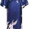 Print Crane Lady Kimono Bathrobe Professional Satin Wedding Robe Soft VNeck Novelty Nightgown 3