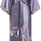 Print Crane Lady Kimono Bathrobe Professional Satin Wedding Robe Soft VNeck Novelty Nightgown 4