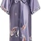 Print Crane Lady Kimono Bathrobe Professional Satin Wedding Robe Soft VNeck Novelty Nightgown 4