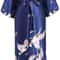 Print Crane Lady Kimono Bathrobe Professional Satin Wedding Robe Soft VNeck Novelty Nightgown 9