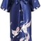 Print Crane Lady Kimono Bathrobe Professional Satin Wedding Robe Soft VNeck Novelty Nightgown 9