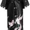 Print Crane Lady Kimono Bathrobe Professional Satin Wedding Robe Soft VNeck Novelty Nightgown 8