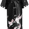 Print Crane Lady Kimono Bathrobe Professional Satin Wedding Robe Soft VNeck Novelty Nightgown 8