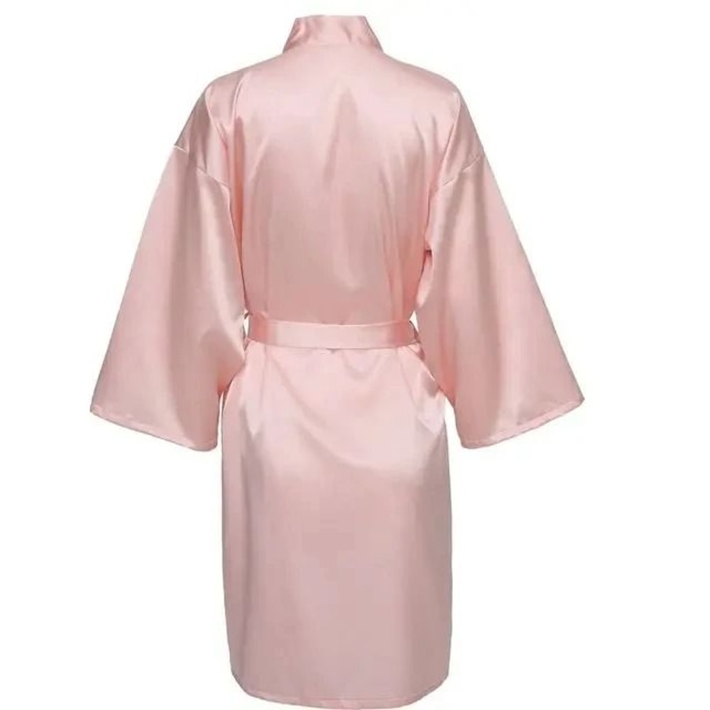 Wedding Party Team Bride Kimono Professional Plain Satin Bridesmaid Bathrobe Wedding Pajamas 9