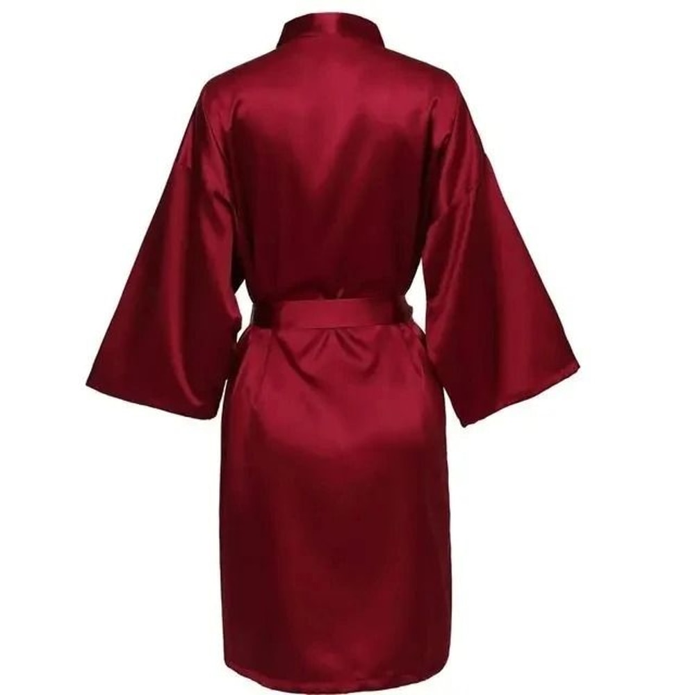 Wedding Party Team Bride Kimono Professional Plain Satin Bridesmaid Bathrobe Wedding Pajamas 3