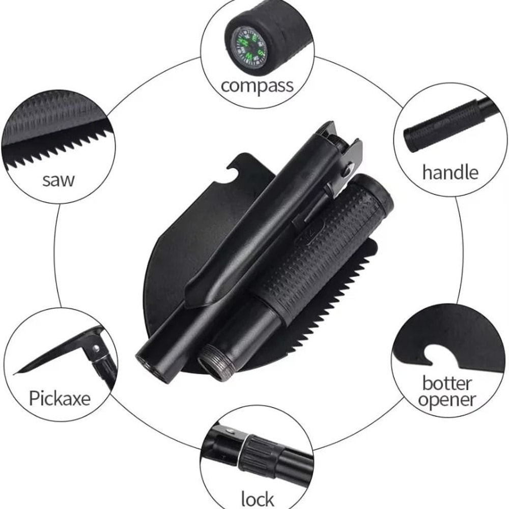 MultiFunction Foldable Camping Shovel Professional Telescopic Survival Gear For Outdoor Adventure 5