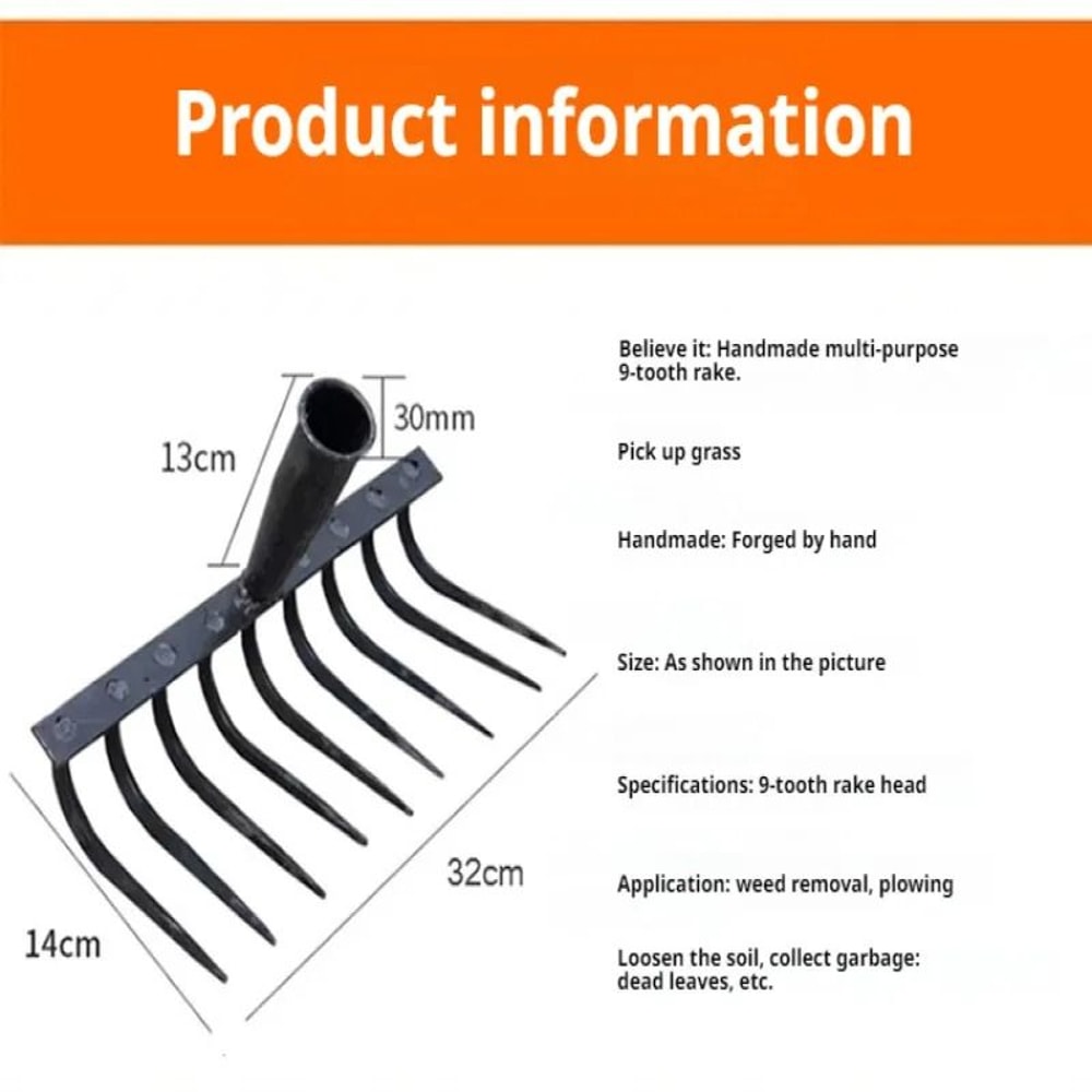 Multifunctional NineTooth Manganese Steel Rake Professional LaborSaving Garden Agricultural Tool 5