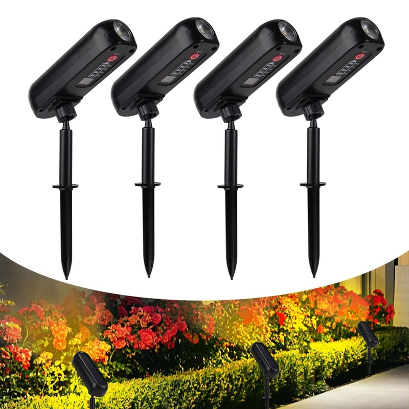 Professional Solar LED Outdoor Spotlight IP65 Green Garden Uplight For Trees Pathways Yard 4PCS S 7